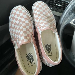 Blush pink checkered vans